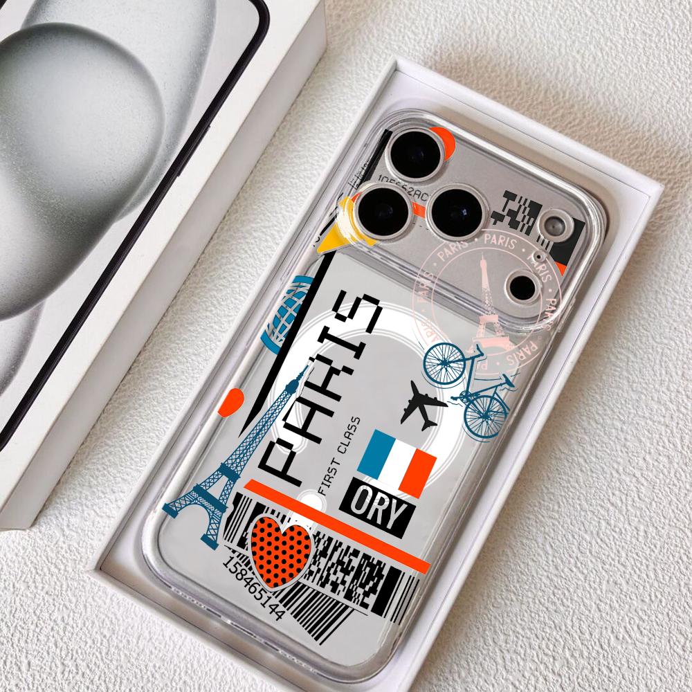 Apple Iphone 15 - เคสโทรศัพท์ลายตั๋วเครื่องบินฝรั่งเศสสำหรับ iPhone 17 16 15 14